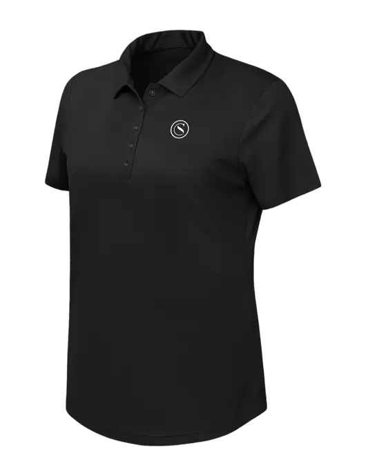 Callaway Womens Birdseye Black Polo w/Crumdale Icon Logo