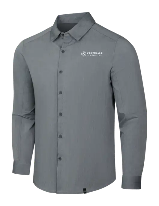 OGIO Medium Grey Heather Commuter Woven Shirt w/Crumdale Logo