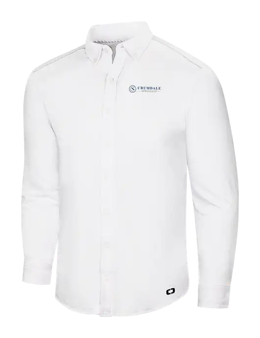 OGIO Bright White Modern Code Stretch Button-Up Shirt w/Crumdale Logo