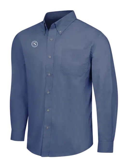 Light Navy Crosshatch Easy Care Shirt w/Crumdale Icon Logo