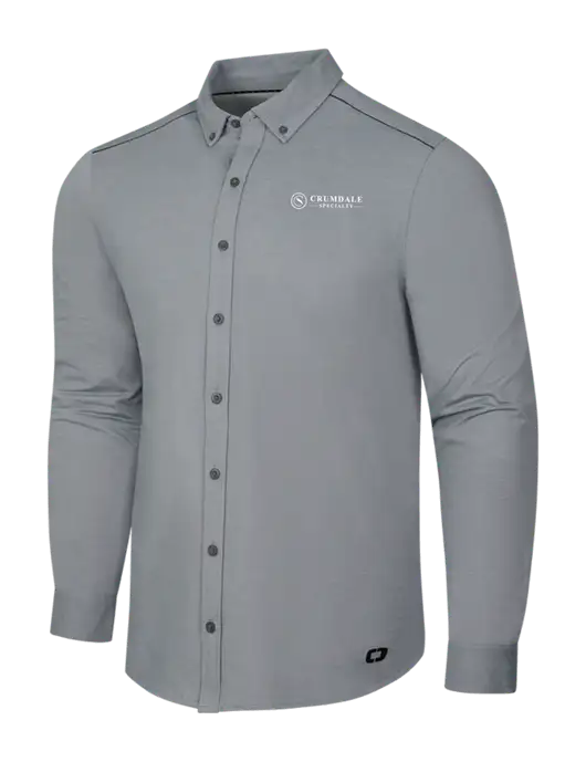 OGIO Medium Grey Heather Modern Code Stretch Button-Up Shirt w/Crumdale Logo