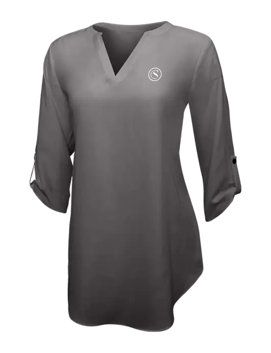 Dark Grey Womens 3/4 Sleeve Tunic Blouse w/Crumdale Icon Logo
