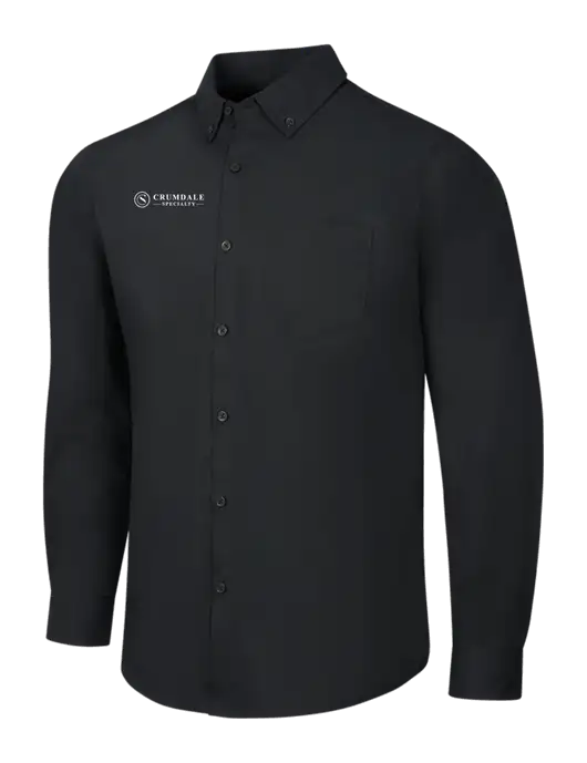 Black Long Sleeve Carefree Poplin Shirt w/Crumdale Logo