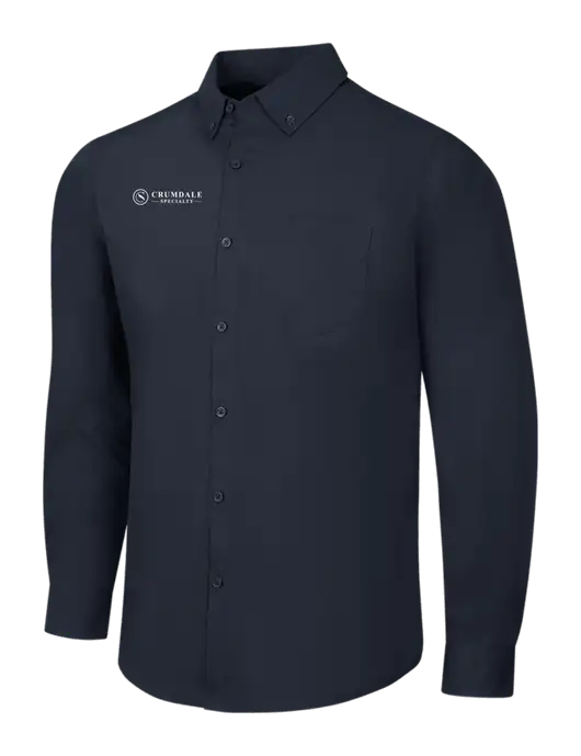 Navy Long Sleeve Carefree Poplin Shirt w/Crumdale Logo