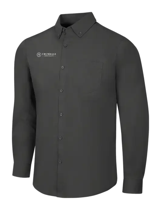 Dark Grey Long Sleeve Carefree Poplin Shirt w/Crumdale Logo