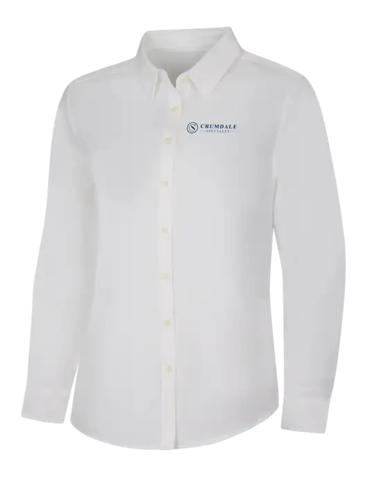 Womens White Long Sleeve Superpro React Twill Shirt w/Crumdale Logo