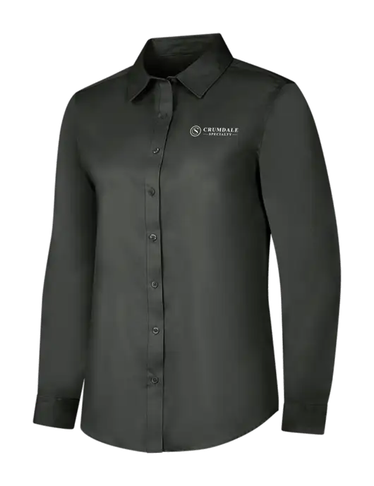 Dark Grey Womens Long Sleeve Superpro React Twill Shirt w/Crumdale Logo