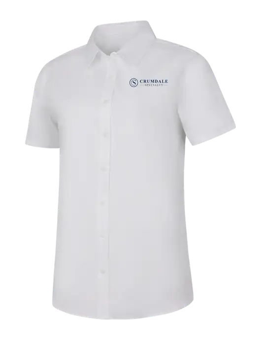Womens White Short Sleeve Superpro React Twill Shirt w/Crumdale Logo