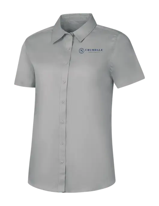 Womens Light Grey Short Sleeve Superpro React Twill Shirt w/Crumdale Logo