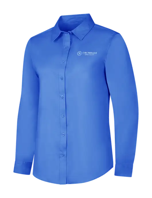 Dark Carolina Blue Womens Long Sleeve Superpro React Twill Shirt w/Crumdale Logo