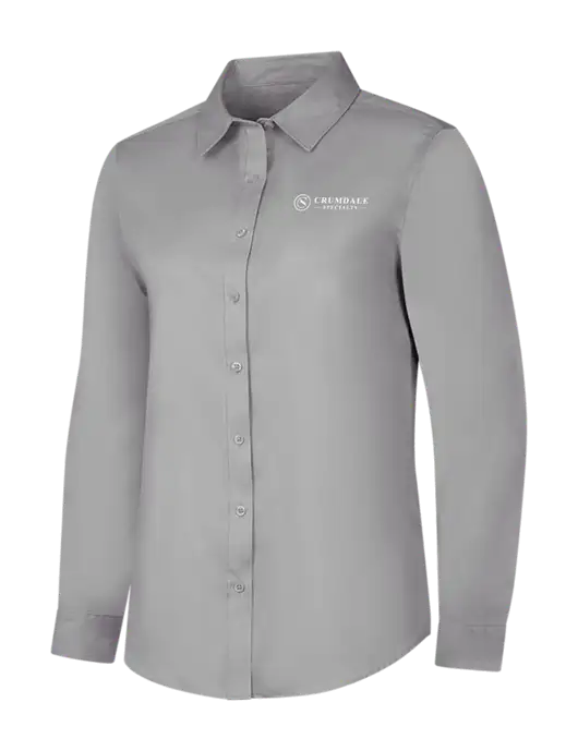 Light Grey Womens Long Sleeve Superpro React Twill Shirt w/Crumdale Logo
