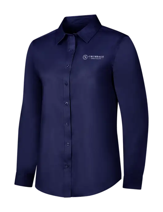 Navy Womens Long Sleeve Superpro React Twill Shirt w/Crumdale Logo