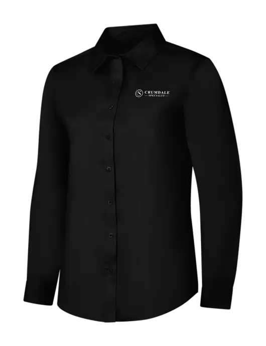 Womens Black Long Sleeve Superpro React Twill Shirt w/Crumdale Logo