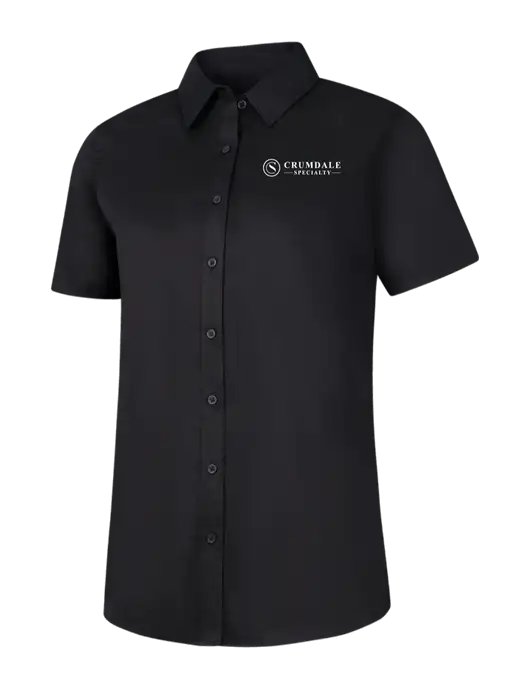 Womens Black Short Sleeve Superpro React Twill Shirt w/Crumdale Logo