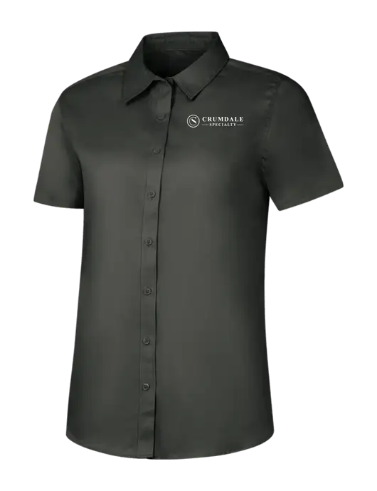 Womens Dark Grey Short Sleeve Superpro React Twill Shirt w/Crumdale Logo