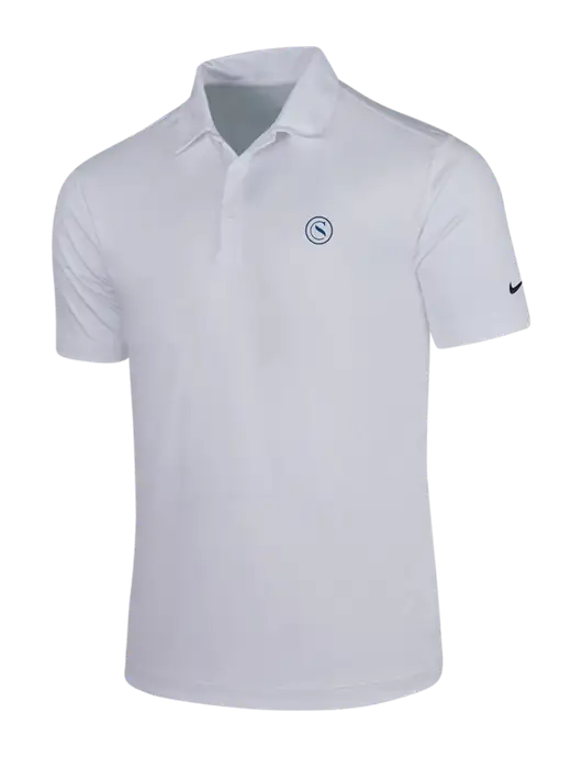 NIKE White Dri-Fit Vertical Mesh Polo w/Crumdale Icon Logo