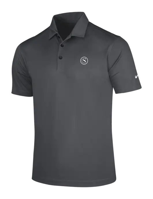 NIKE Dark Grey Dri-Fit Vertical Mesh Polo w/Crumdale Icon Logo