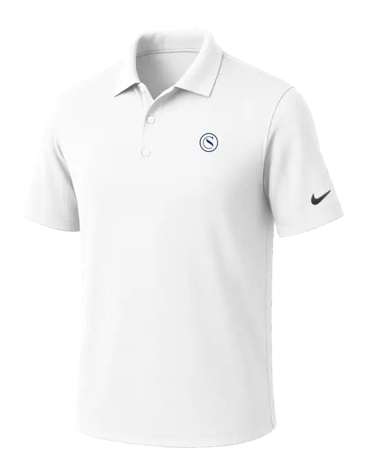 NIKE White Dri-Fit Micro Pique Polo w/Crumdale Icon Logo