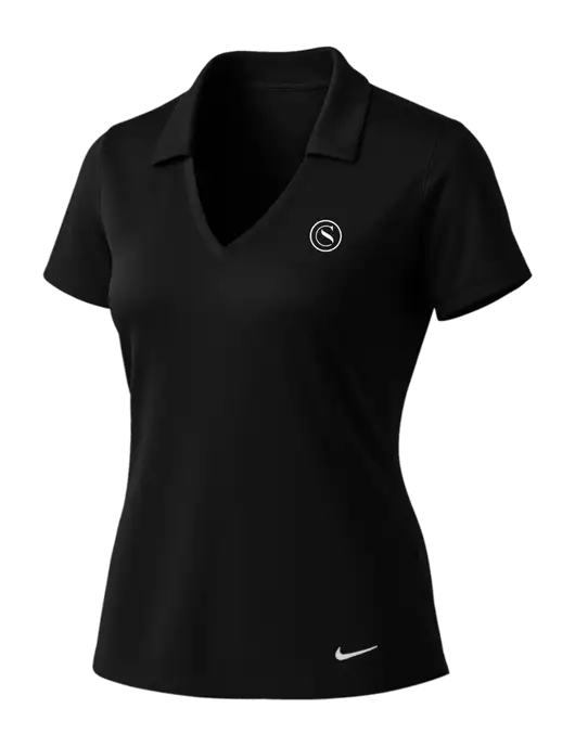 NIKE Black Womens Dri-Fit Vertical Mesh Polo w/Crumdale Icon Logo