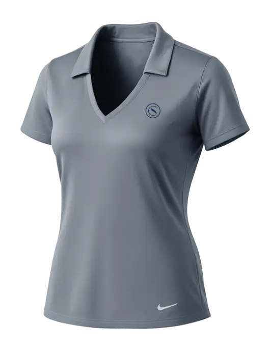 NIKE Medium Grey Womens Dri-Fit Vertical Mesh Polo w/Crumdale Icon Logo