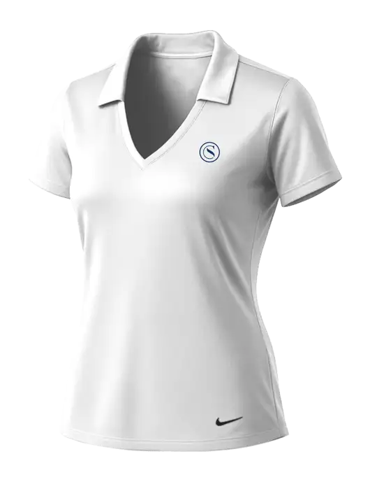 NIKE White Womens Dri-Fit Vertical Mesh Polo w/Crumdale Icon Logo