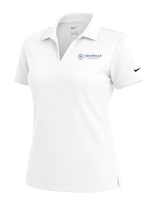 NIKE White Womens Dri-Fit Micro Pique Polo w/Crumdale Logo