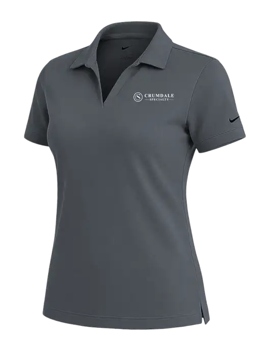 NIKE Dark Grey Womens Dri-Fit Micro Pique Polo w/Crumdale Logo