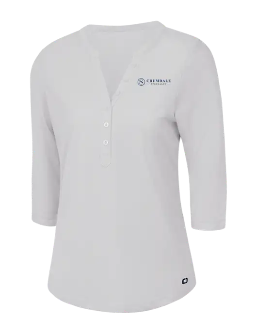 OGIO Bright White Jewel Henley w/Crumdale Logo