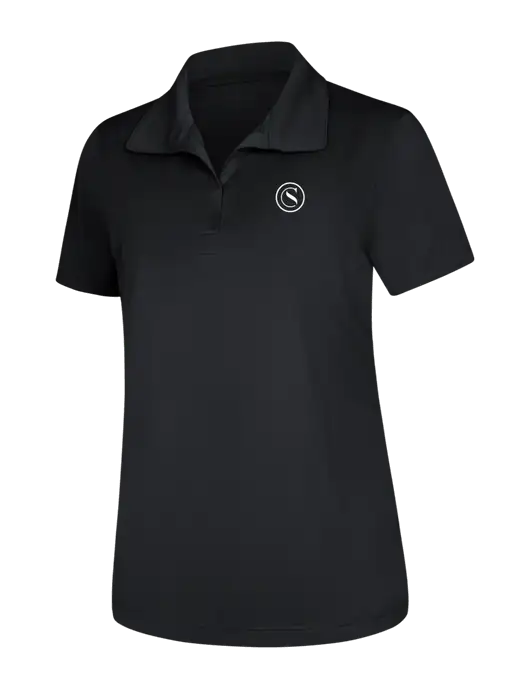 Womens Black Micropique Sport-Wick Polo w/Crumdale Icon Logo