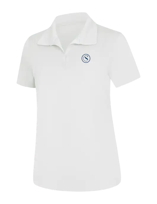 Womens White Micropique Sport-Wick Polo w/Crumdale Icon Logo