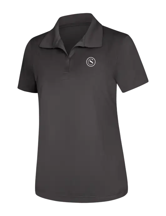 Womens Dark Grey Micropique Sport-Wick Polo w/Crumdale Icon Logo
