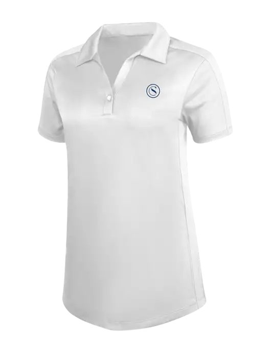 Womens White Diamond Jacquard Polo w/Crumdale Icon Logo