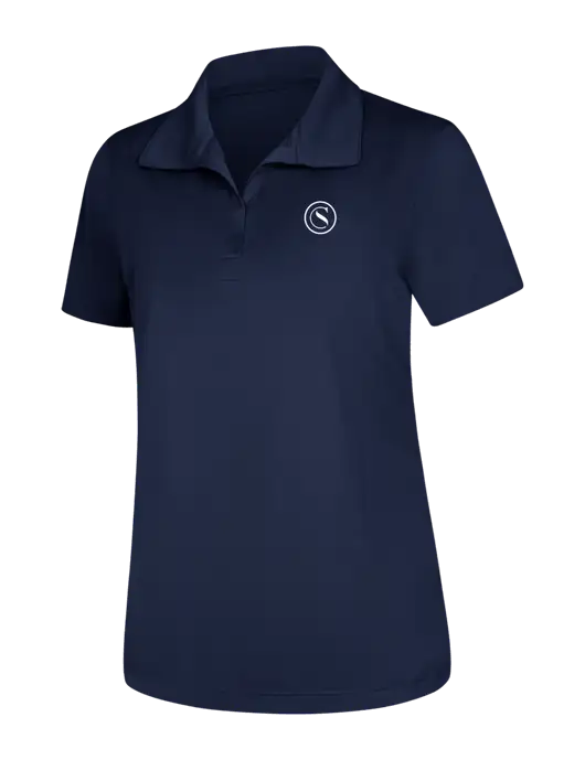 Womens Navy Micropique Sport-Wick Polo w/Crumdale Icon Logo