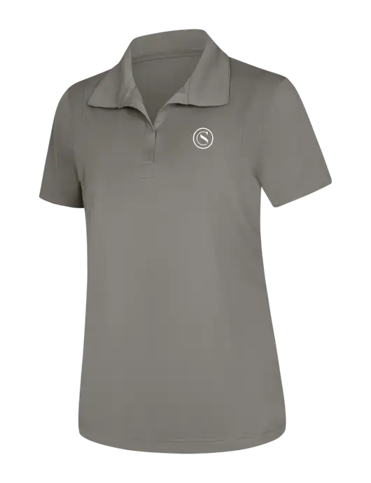 Womens Medium Grey Micropique Sport-Wick Polo w/Crumdale Icon Logo