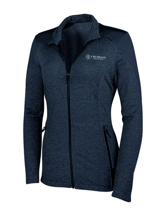 Navy Womens Grid Fleece Jacket w/Crumdale Logo