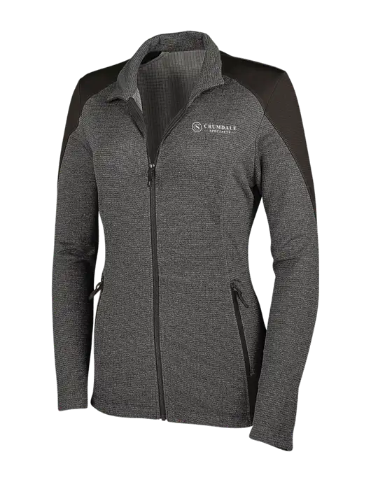 Medium Grey Heather Womens Grid Fleece Jacket w/Crumdale Logo