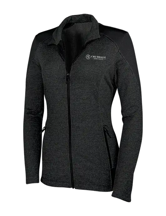 Womens Black Grid Fleece Jacket w/Crumdale Logo