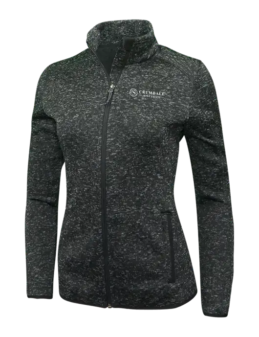Black Heather Womens Sweater Fleece Jacket w/Crumdale Logo