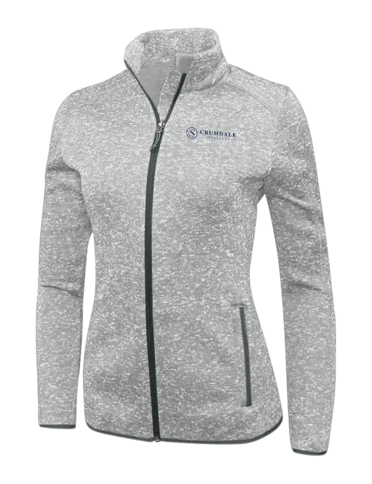 Grey Heather Womens Sweater Fleece Jacket w/Crumdale Logo