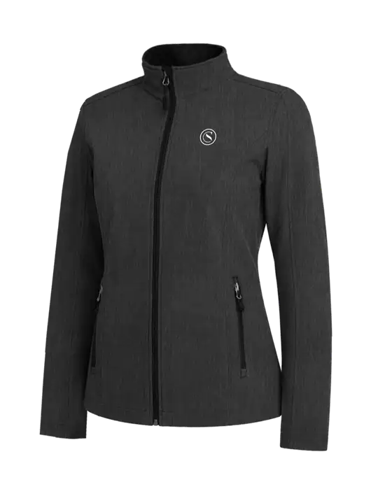 Black Charcoal Heather Womens Core Soft Shell Jacket w/Crumdale Icon Logo