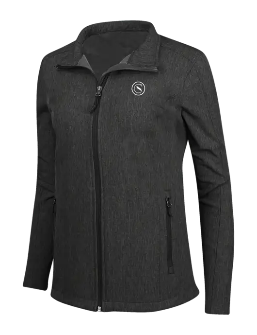 Black Charcoal Heather Womens Core Soft Shell Jacket w/Crumdale Icon Logo