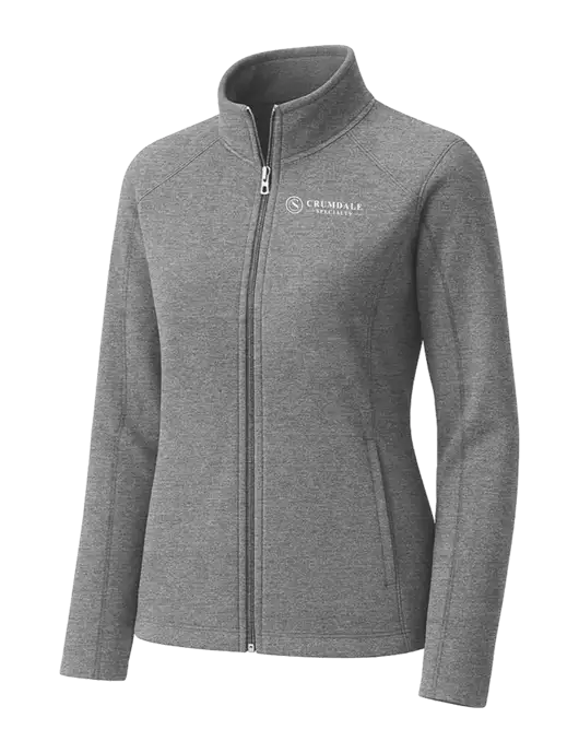 Medium Grey Womens Heather Microfleece Full-Zip Jacket w/Crumdale Logo