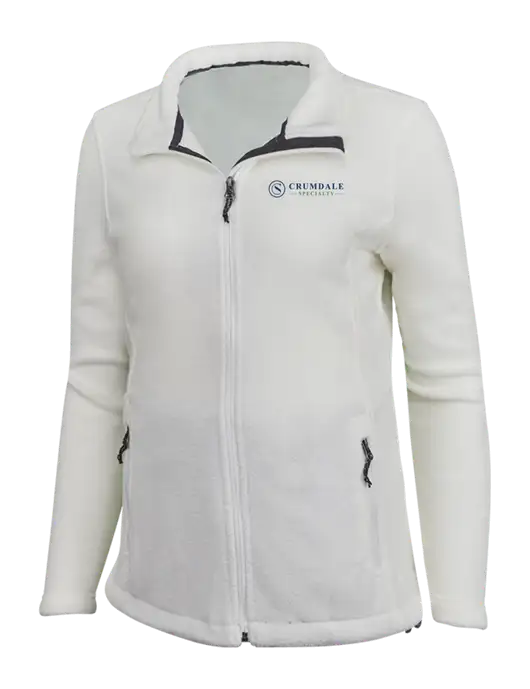 Womens White Fleece Jacket w/Crumdale Logo