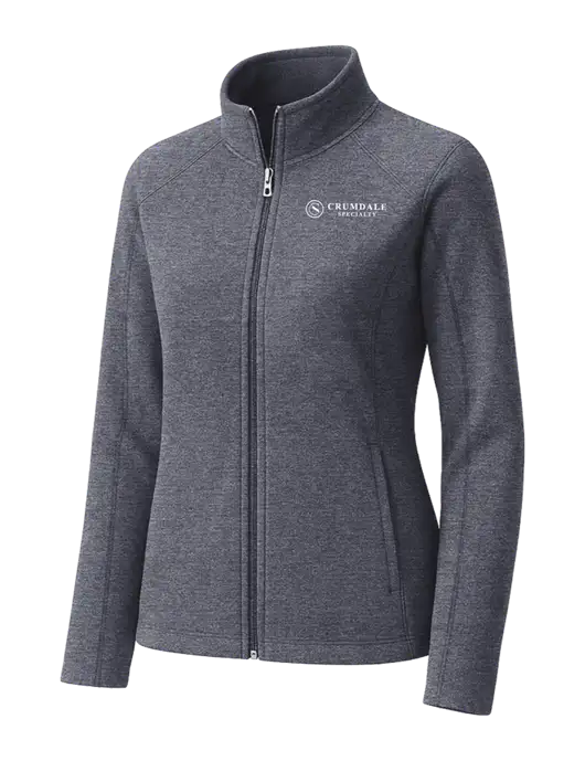 Light Navy Heather Womens Microfleece Full-Zip Jacket w/Crumdale Logo