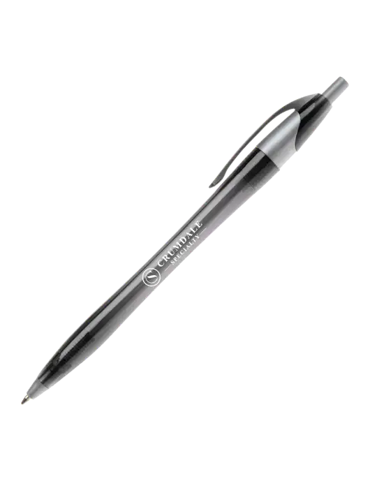 Novella Translucent Black/Silver Jewel Pen - Blue Ink w/Crumdale Logo