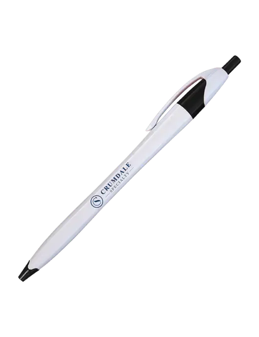 Novella White/Black Classic Pen - Blue Ink w/Crumdale Logo