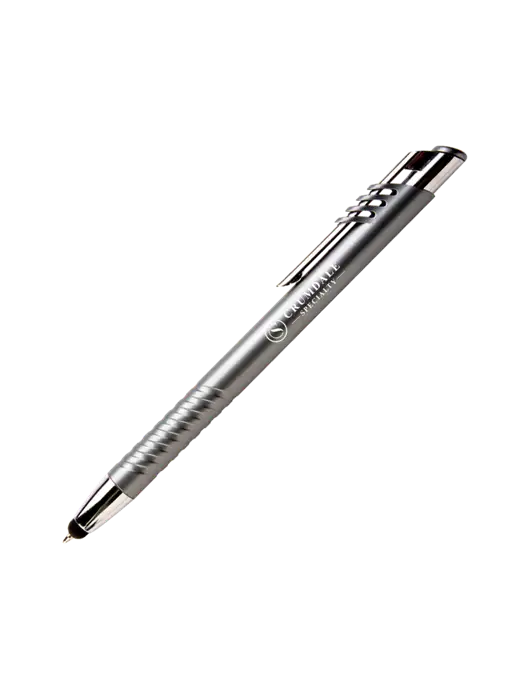 Schirhart Grey Stylus Pen - Blue Ink w/Crumdale Logo