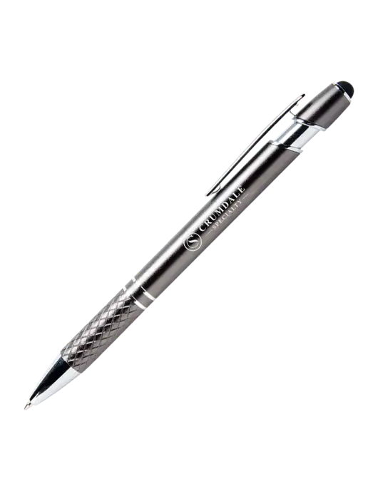 Valencia Gunmetal Stylus Pen - Black Ink w/Crumdale Logo