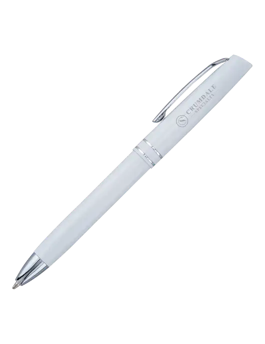 White Anguilla Black Ink Pen w/Crumdale Logo
