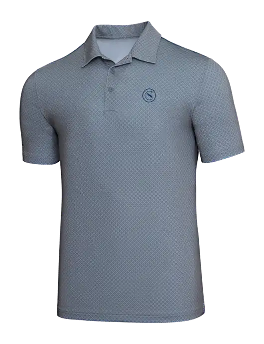 Adidas Light Grey Three Diamond Dot Print Polo w/Crumdale Icon Logo